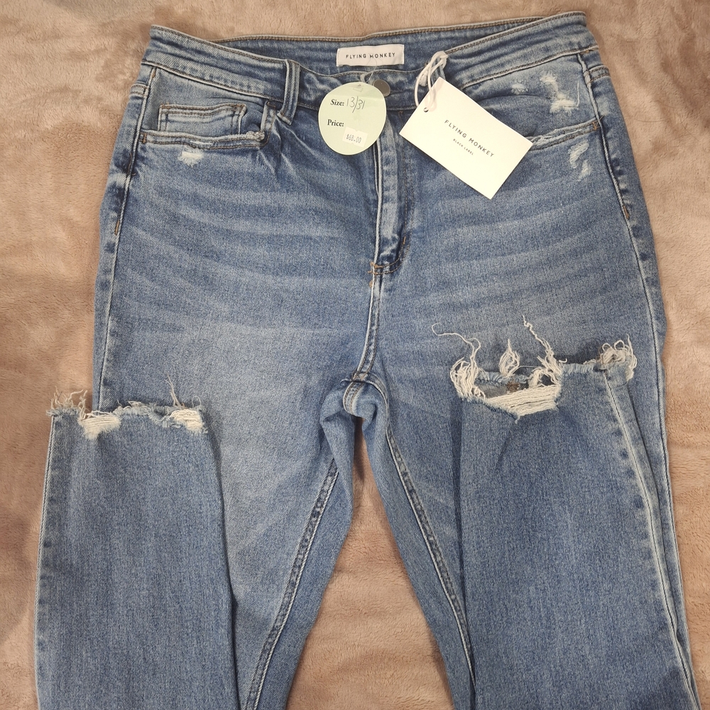 New Faded Glory Women's Distressed Blue Jeans